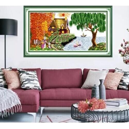 Dream Homes pattern Printed Cross Stitch Kits Canvas DMC Counted Handmade Cross-stitch set Embroidery Needlework Kit DIY