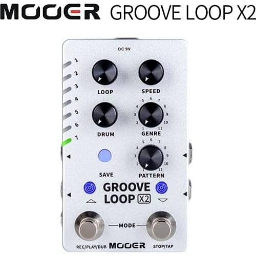 Mooer grove loop x2 single block effector, stereo drum machine phrase cycle single block pedal, automatic alignment