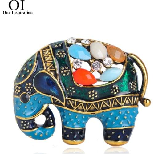 OI Classic Thailand Elephant Shape Brooch Colorful Enamel Resin Brooches Pins For Women Scarf Clothes Hat Accessories Jewelry