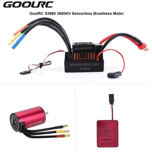 Original GoolRC S3660 3800KV Sensorless Brushless Motor 80A Brushless ESC and Program Card Combo Set for 1/10 RC Car Truck