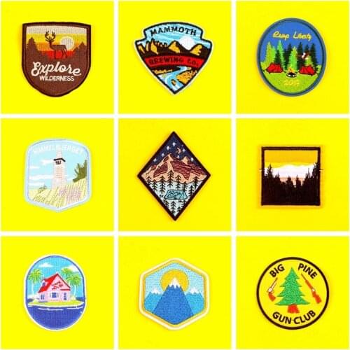 Outdoors Scenery Patch Embroidered Patches For Clothing Badge Patch Iron On Patches For Clothes Stripe DIY Stickers For Clothes