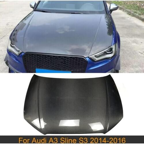 Car Front Engine Hood Cover Trim For Audi A3 Sline S3 2014 2015 2016 Front Bumper Hood Cover Trim Decoration Carbon Fiber