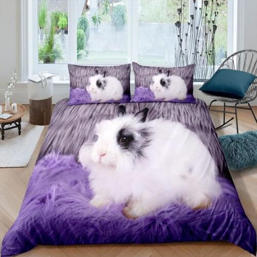 3D Rabbit Bedding Set Single Double King Queen Duvet Cover Cute Comforter Covers Home Quilt Covers With Pillowcases Bedclothes