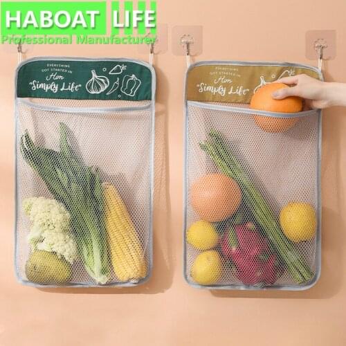 Hangable Garlic Pocket Hanging Bag Kitchen Organizer Ginger Garlic Fruit Vegetable Storage Net Bag H