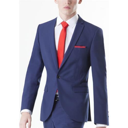 Slim Fit Mens Suits Groomsmen Notch Lapel Groom Tuxedos Blue Side Vent Wedding Best Man Suit (Jacket+Pants+Tie+Girdle) B639
