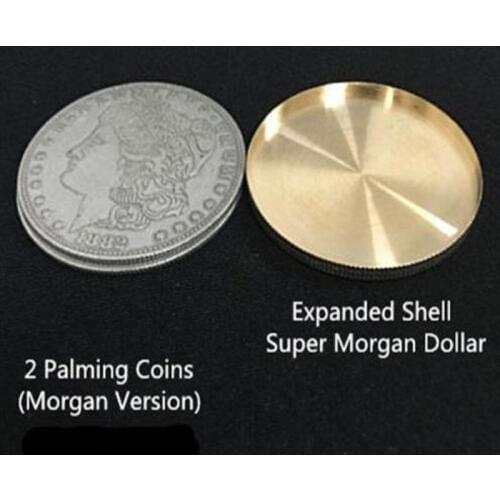 Expanded Shell +2 Palming coins Magic Set Coin Appearing Tricks Coin Magic 3.8cm,Close Up,Illusion,Fun,Gimmick,Magician Coins