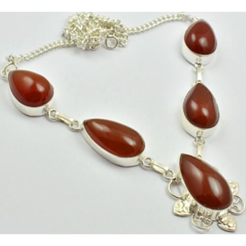 Carnelian Necklace Silver Overlay over Copper , 49.5cm, N2494