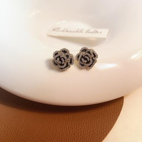 South Korea French camellia earring stud is simple and compact 2021 new style tide web celebrity temperament earring female