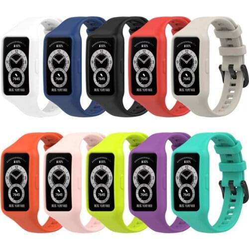 Silicone Integrated Glossy Strap For Huawei Band6 Replacement Watchband For Honor Band 6 Sweatproof Smart Watch Wristband