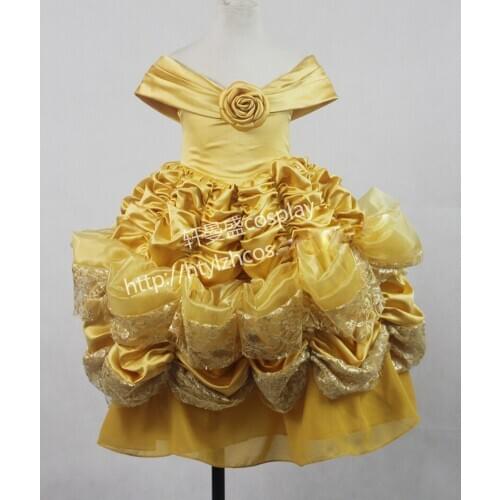 Top Quality Princess kids Belle Cosplay Costume Dress Costume Halloween Costumes For Girls Children Dress