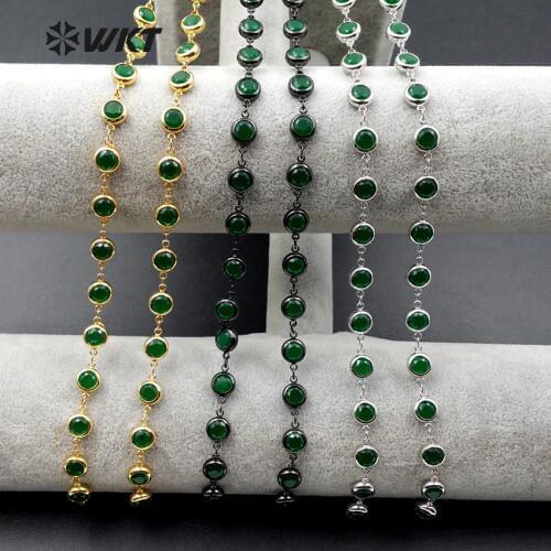 WT-BC103 Elegant Natural Stone Brass Chain Gold/Gun black/Sliver In Best Electroplate Plated For Women Jewelry Making Accessory