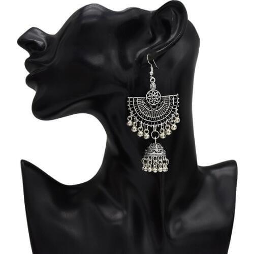 2 Colors Vintage Gold Metal Bridcage Pendant Earrings Bells Tassel Drop Earrings For Women Indian Party Jewelry Design