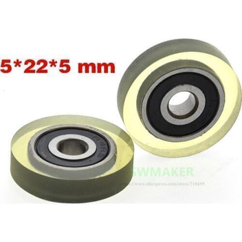 10pcs 5*22*5mm Misumi Japan flat 625 bearing rubber-clad wheel/pulley, silent guide wheel, elastic rolling wheel