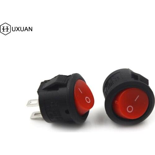 10Pcs Small Round Boat Rocker Switches Black Mini Round Black 2 Pin ON-OFF Rocker Switch