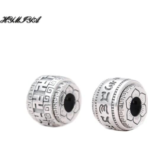 100% 925 Silver Tibetan Beads Tibetan Six Words Beads Buddhist Wanzi Symbol Beads Good Luck Bead Pendant