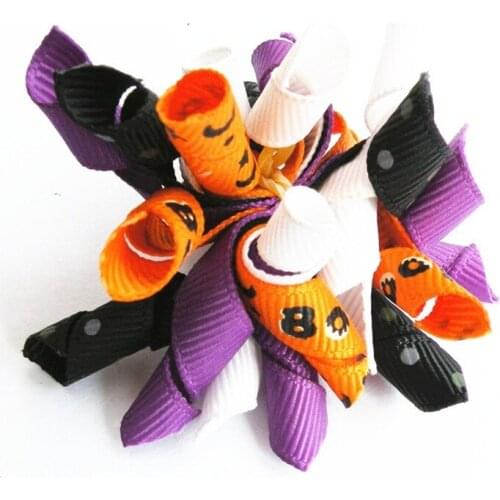 100PC/Lot Halloween Dog Bows Ribbon Pet Dog Hair Bows Dogs Rubber Bands Pet Grooming Accessories