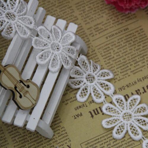 15Yards/lot 5cm Width 3 Yards White Daisy Flower Lace Trim Water Soluble Lace For Curtain Sofa Edge Decoration