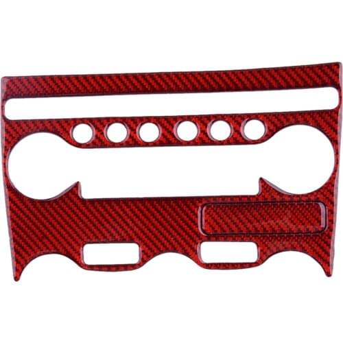 2Pcs/Set Car Red Carbon Fiber AC Panel Frame Cover Trim Sticker Fit For Nissan 370Z 2020-2015 2014 2013 2012 2011 2010 2009 LHD