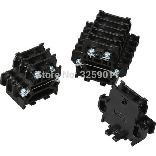 20PCS TBD-10A Suyep 10A/600V Rail Mounted Assembled Double-deck Wire Terminal Block for Cable Connector Black