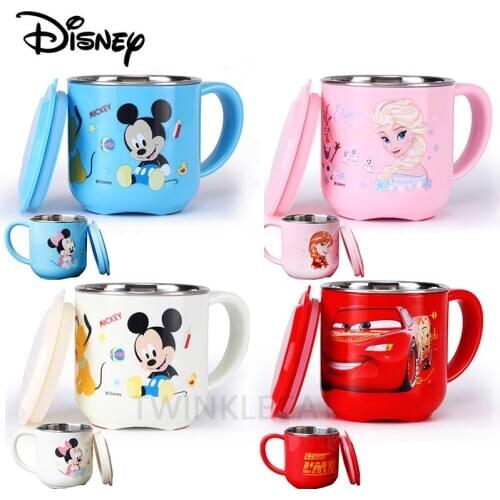 280ML Kids Water Mugs Minnie Mickey Baby Water Bottles 3D Cartoon Creative Children Drink Cups Drinkware Cup Stainless Steel Cup