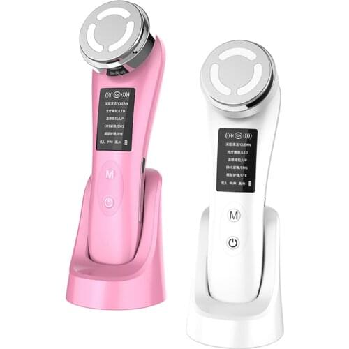 5 Modes Portable Face Massager Facial Lift Handheld Red & Blue LED light