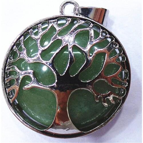 5Pcs 31x8mm Wholesale Natural Green Aventurine Tree Of Life Alloy Inlay Reiki Healing DIY Handmade Jewelry Accessories S826