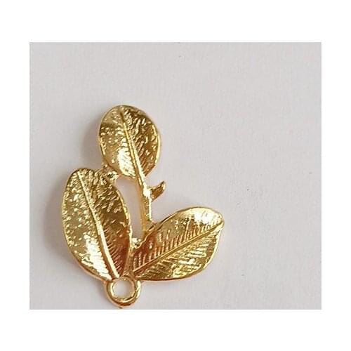 50pcs 20*25mm Fashion Metal KC Gold Leaves Pendant Charm For DIY Jewelry Making