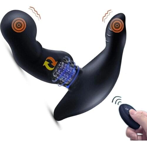 Rotating Beads Vibrating Male Prostate Massage Anal Plug ButtPlug G-Spot Stimulate Wireless Remote Control Sex Toys For Man Gay