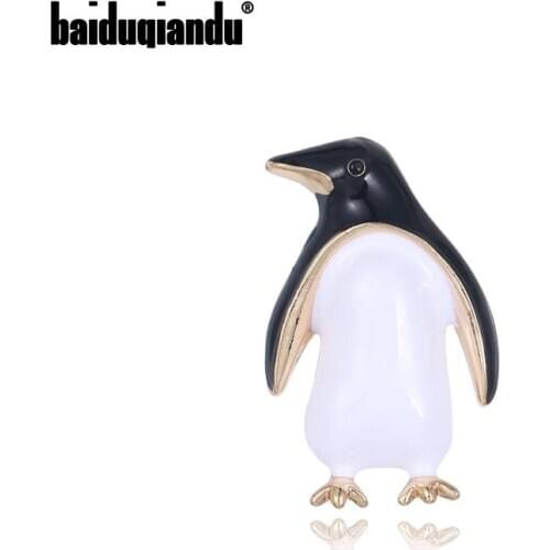 Baiduqiandu new arrival exquisite white and black enameled penguin brooch pins for women