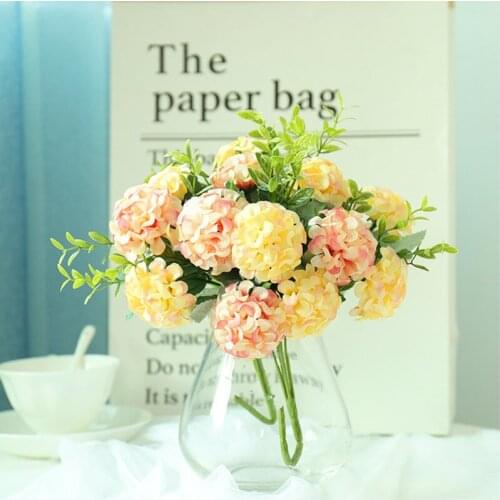 Free Shipping Hydrangea Artificial Flower Bouquet Vase Wedding Bride Hand Holding Simulated Rose Flower Bridesmaids Hand Flower