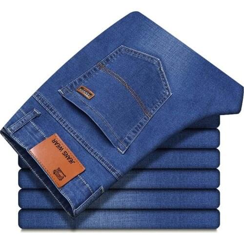 Brand 2021 Fashion Business Classic Style Jeans Denim Pants Trousers Male New Mens Slim Elastic Jeans