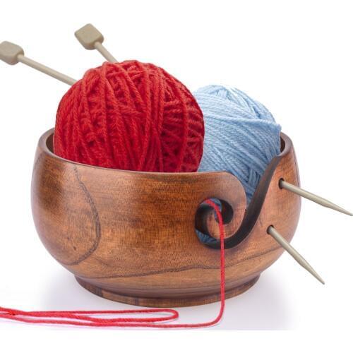 Yarn Bowl Holder Wood Yarn Bowl Storage Non Slip Crochet Organizer Smooth Swirl Wool Sekin Knitting Project Needlework Accessory