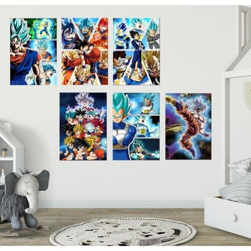 Dragon Ball Super Saiyan Goku Wall Art Poster Watercolor Canvas Painting Home Living Room Mural Picture Decoration Cudros
