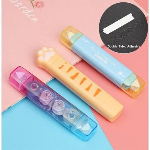 Double Sided Adhesive Dots Stick Roller Portable Correction Tape Point Glue Two In One Learning Stationery School Office Supply