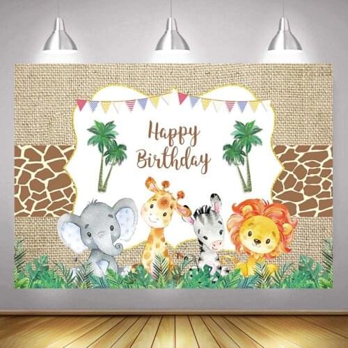 Baby Shower Backdrop Boy Jungle Safari Elephant Custom Kids Happy Birthday Party Decoration Photography Backgrounds Banner