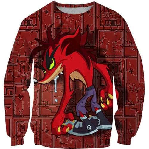 3D Crash Bandicoot Print Tops Kids Cute Pattern Sweatshirt Long Sleeve Cartoons Games Baby Boys Hip-hop Clothes Toddler Pullover