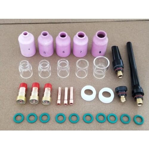 31Pcs Gas Lens#12 Pyrex Glass Cup Tig Collets Nozzle Practical Accessories Welding Torch Kit Argon Arc Tool for TIG WP17/18/26