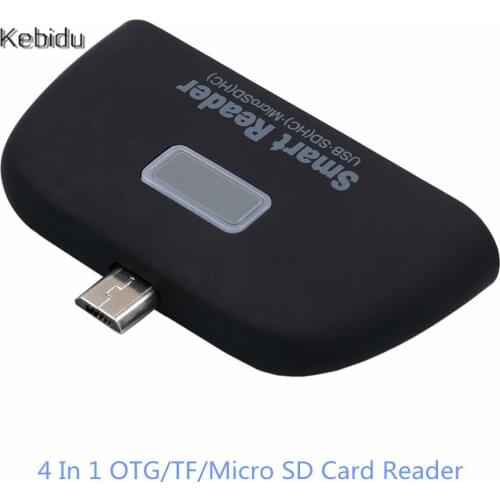 Kebidu 4 In 1 OTG/TF/Micro SD Card Reader USB 2.0 Card Adapter with Micro USB Port For Android SmartPhone