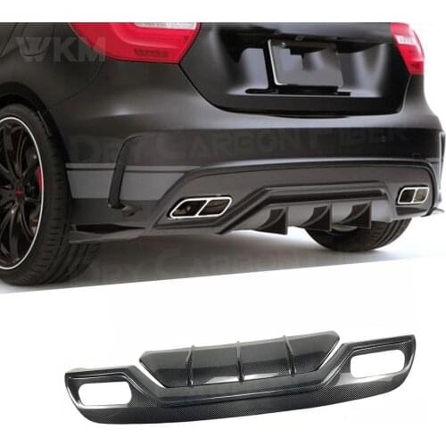 Carbon Fiber Back Bumper Guard Rear Bumper Lip Body Kit Spoiler for Mercedes Benz A Class W176 A250 A45 AMG 2013-2015 V Style