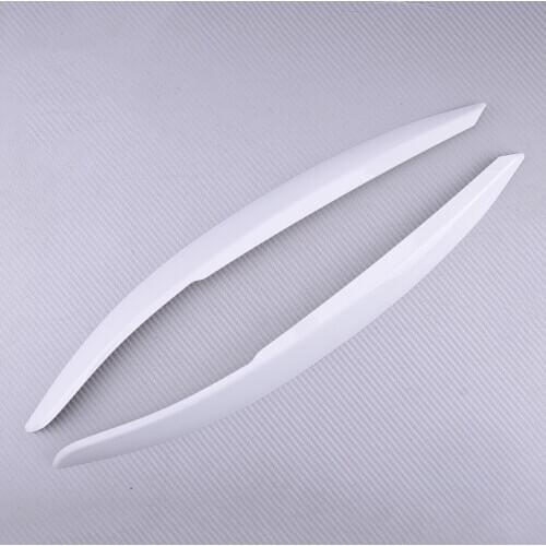 White Plastic Car Headlight Eyebrow Eyelid Trim Cover Fit For VW Polo MK5 2011 2012 2013 2014 2015 2016 2017