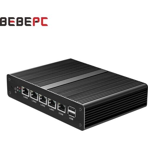 BEBEPC Mini PC pFsense Ubunte Intel Celeron N2830 Fanless Firewall Router 4xLAN RJ45 Windows 7/8/10 Linux Industrial PC Wifi