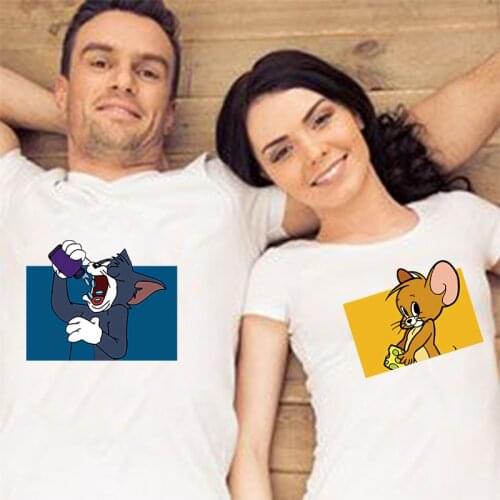 Hot-selling Cute Couple Matching Outfits Two-dimensional Comfortable Aesthetic T-Shirt Same Sets for Lovers Kawaii White Top Tee