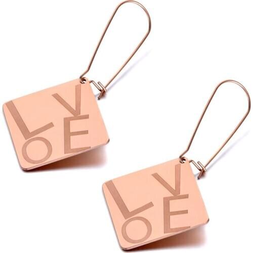 Fashion Stainless Steel Geometric Dangle Earrings Bohemia Creative Love Letter Drop Earrings Jewelry For Women E19292