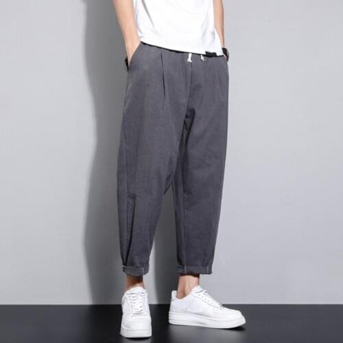Mens Summer Linen Thin Sweatpants Men Loose Trousers Male Traditional Harajuku Summer Clothe Streetwear Mens Cotton Beach Pant