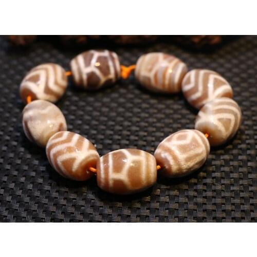 Set of 9 Energy Tibetan old Agate Cinnabar Dots Multiple Symbols Big dZi Bead LS LKbrother Talisman UPD210603A4