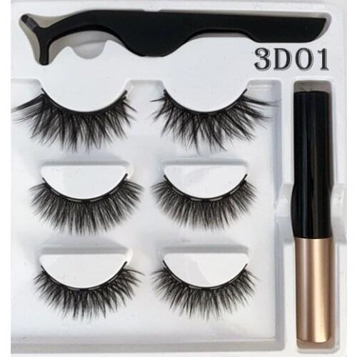 Magnet False Eyelashes Three pairs Self-adhesive eyeliner set Thick magnetic Eyelashes Set Magnetic Eyeline Magnet Lashes