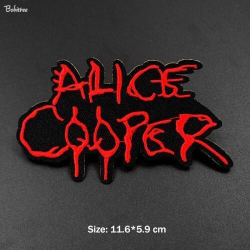 Alice Cooper Red Letters Patch Iron on Stickers Clothes Embroidered Badge Applique For Jacket jeans Costume Decoration