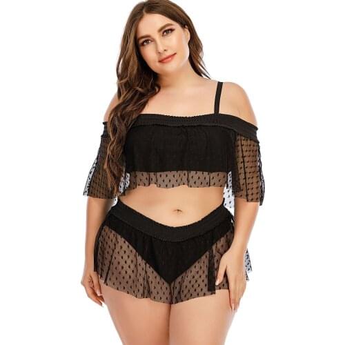 2021 New Bikini Mesh Stitching Large Big Size Black One-Shoulder Split Fat Swimsuit Women Swimwear 5XL SW198