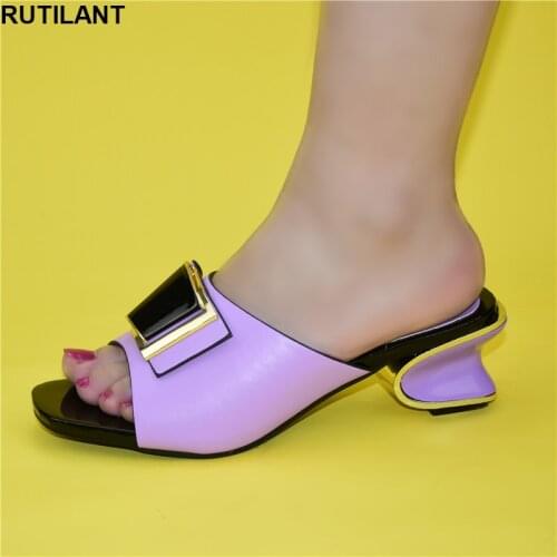 New Fashion Purple Color Wedding Shoes for Women Simple Party Prom Summer Sandals Italian High Heels Autumn Slipper for Wedding