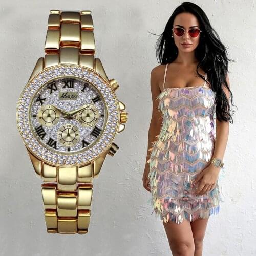 New Women Watches Luxury Watch Women Fashion 2020 Fake Chronograph Roman Numerals 18K Gold Ladies Quartz Wristwatch Gifts